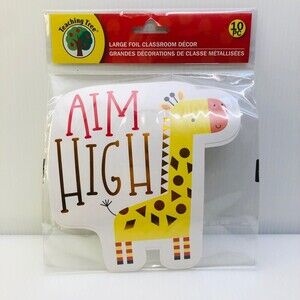 Large Foil Classroom Decor Paper Cut-Outs Aim High Giraffe 10 Count School Decor